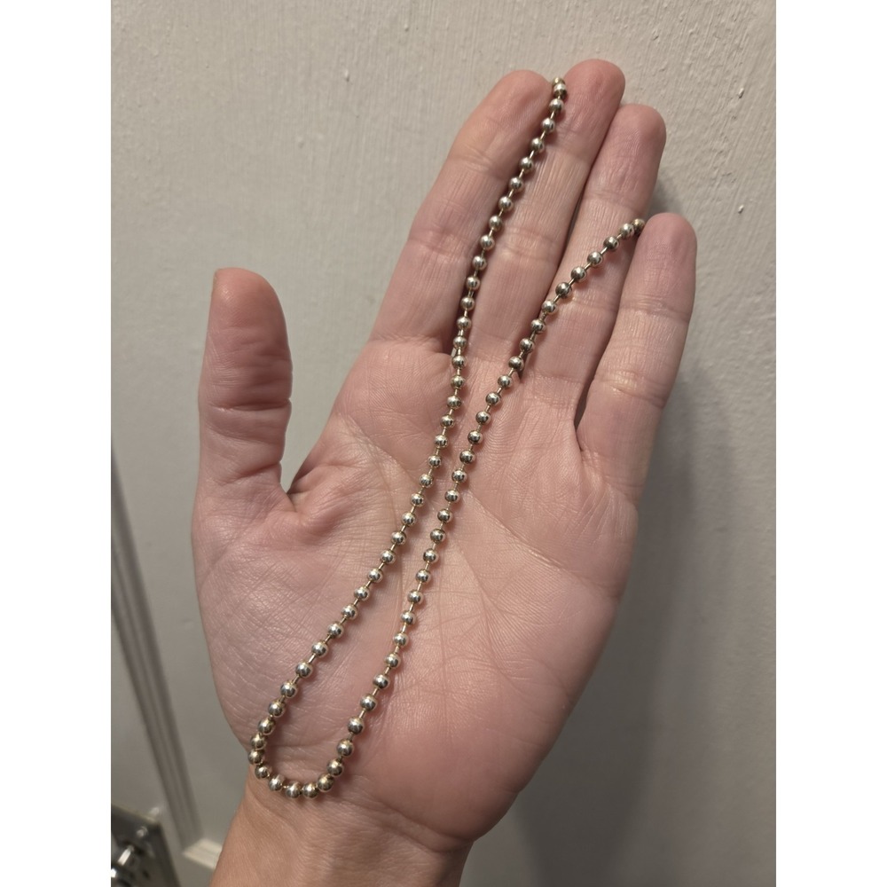 Sterling Silver .925 Italy. Ball And Chain Necklace. 18 Inches - Picture 6 of 8